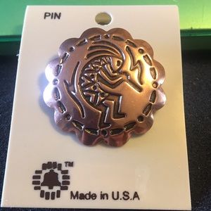 Vintage Bell Trading Co Kokopelli copper brooch